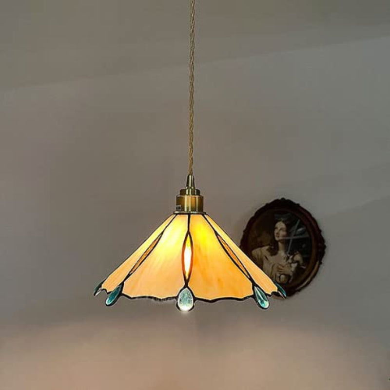 Tiffany Vintage Suspension Métal/Verre Chambre/Salon/Entrée
