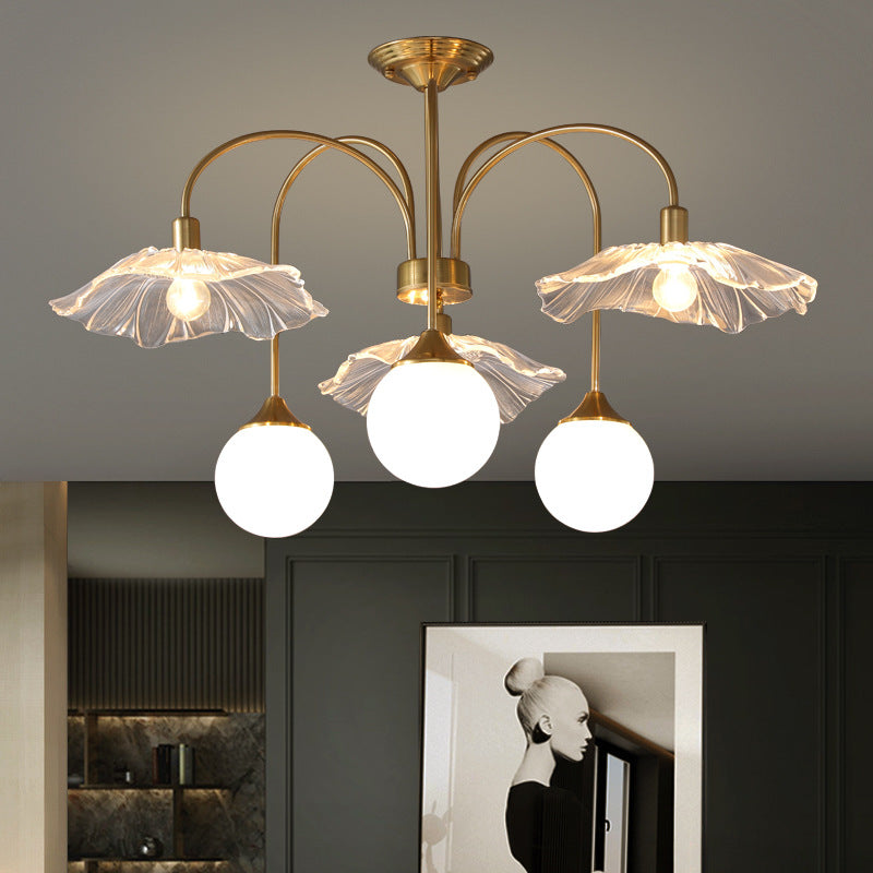 Valentina Nordique LED Lustre Or Verre Salon/Chambre À Coucher/Salle À Manger