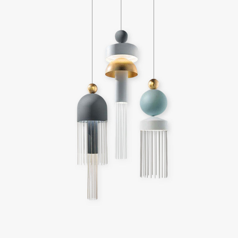 Valentina Suspension Irrégulière Géométrique, Metal, Bleu/Gris, Salon