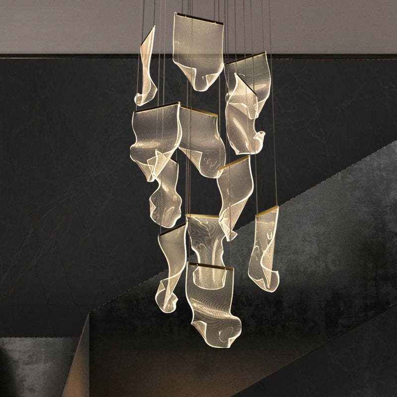 Kristy Suspension Carrée Contemporaine Métal/Acrylique Doré Salon/Escalier