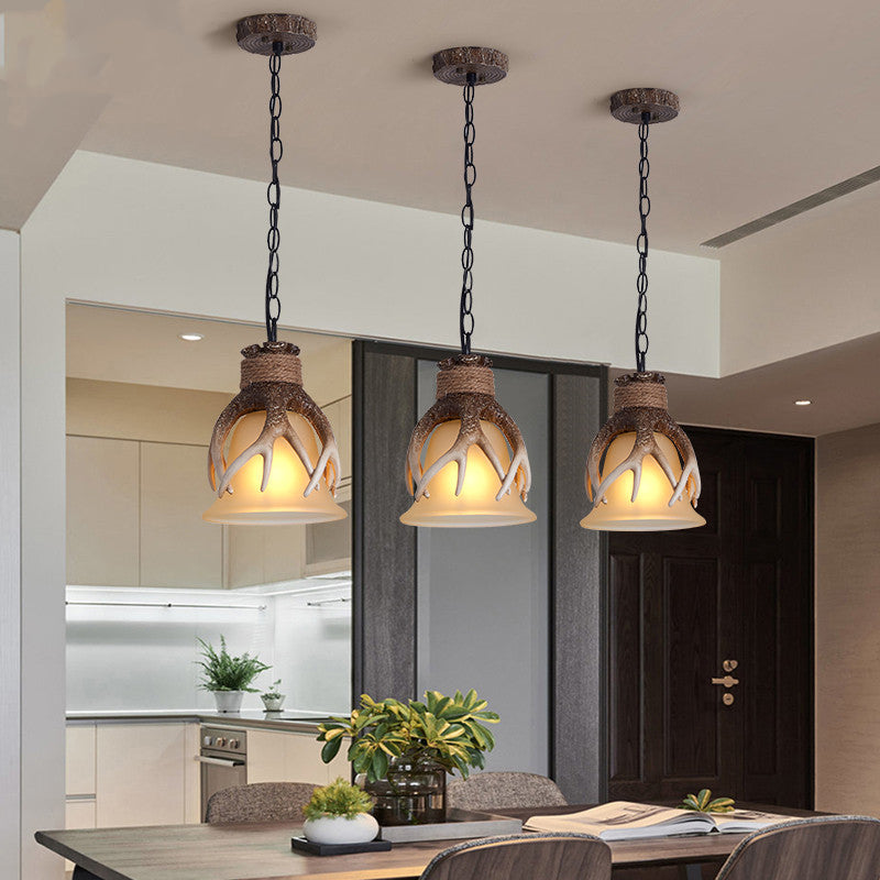 Silva LED Suspension Marron Verre Bar/Salle À Manger/Salon