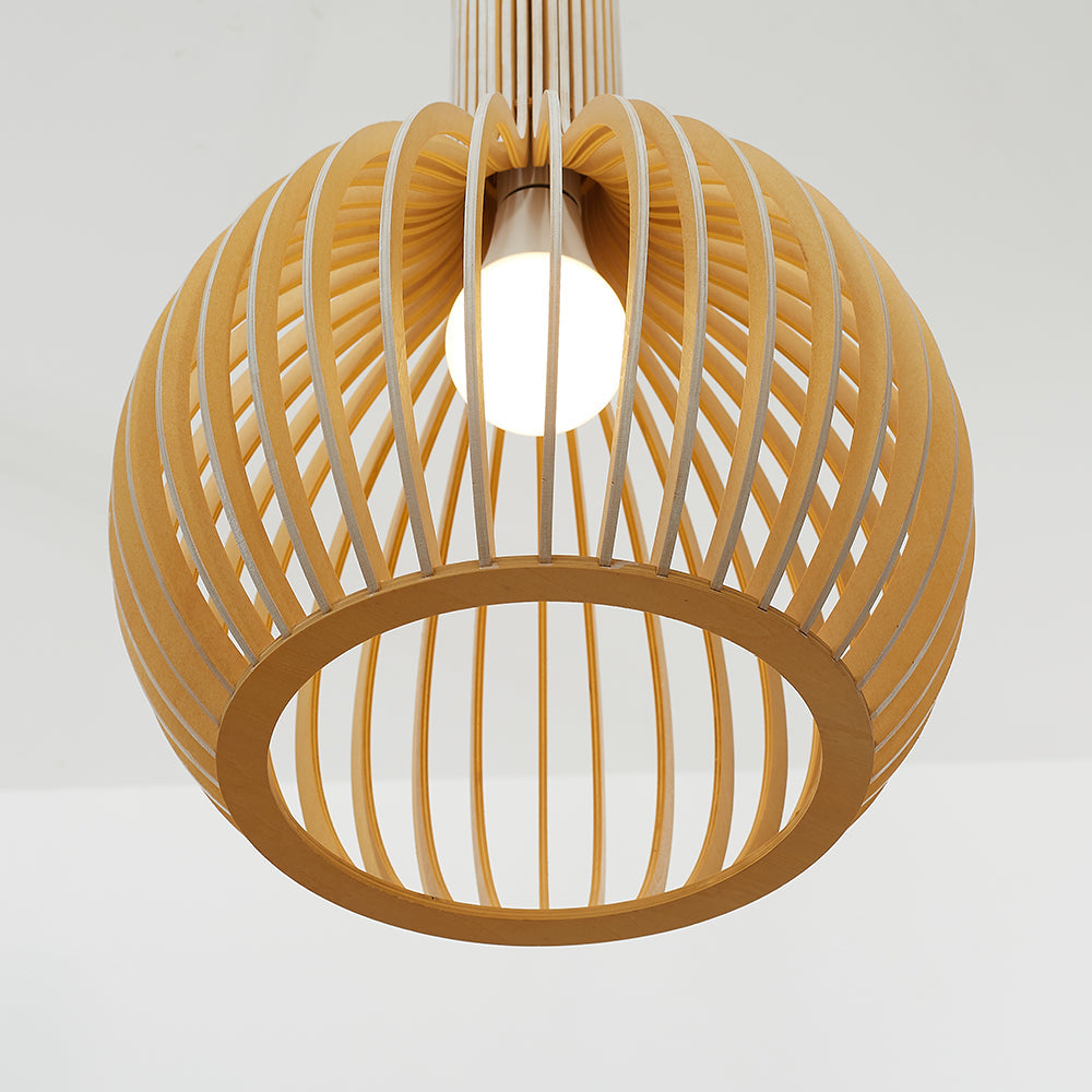 Muto Suspension Design en Bois Sculpté Naturel Salle à Manger