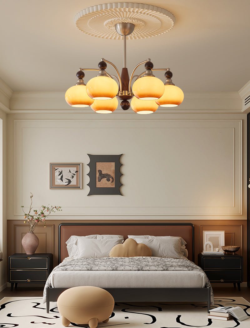 Serenade Moderne Artistique Luxe Verre Bois Lustre