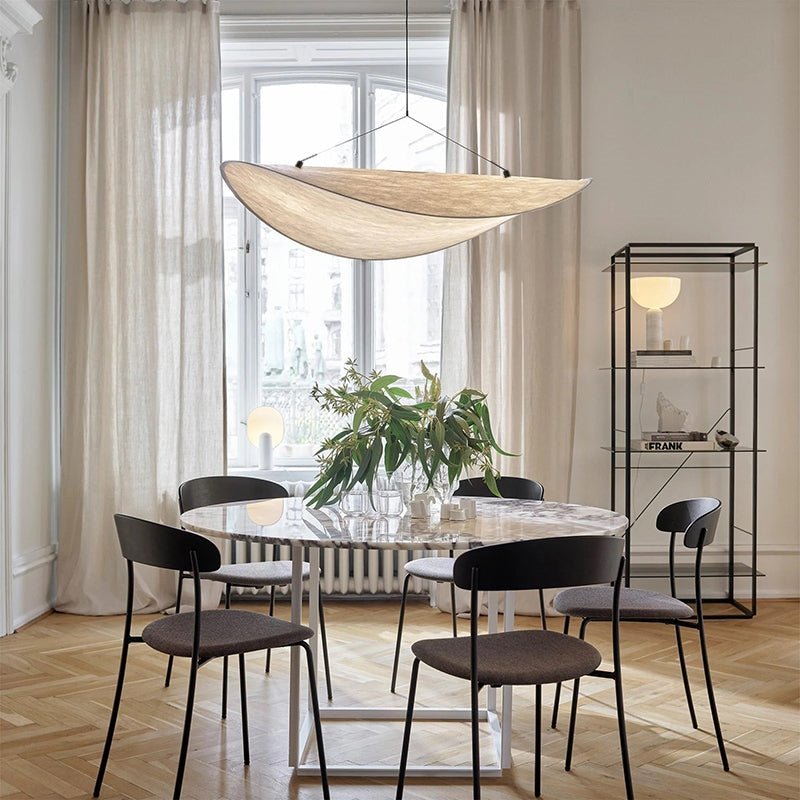 Ritta Suspension Géométrique Moderne Soie, Blanc, Salon