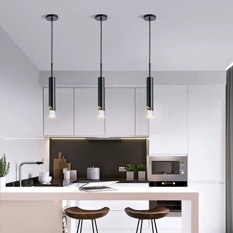 Ray Luminaires Suspension LED Simple Acrylique/Métal Or/Noir Salon