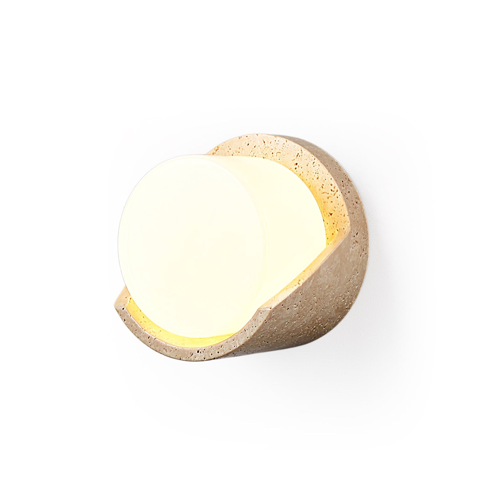 Linus Naturel Travertin Bois Suspension Lampe