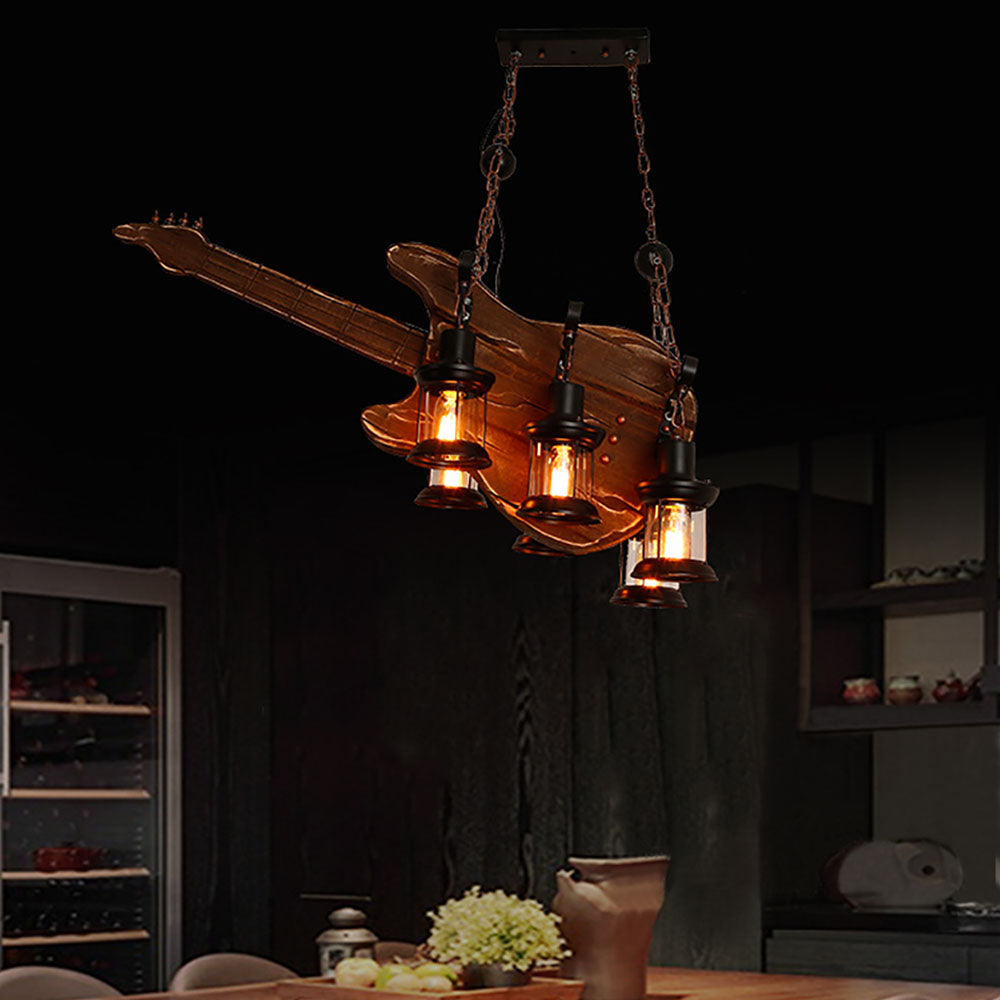 Epoch Suspension Guitare Vintage, Metal/Bois, Marron, Chambre