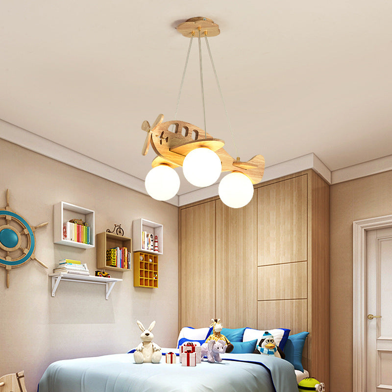 Aria Luminaires Suspension Avion Moderne, Bois, Chambre d'Enfant/Salon