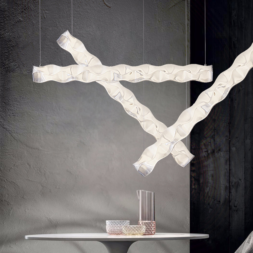 Arisha Suspension Linéaire Moderne, Metal/PET, Blanc, Salon