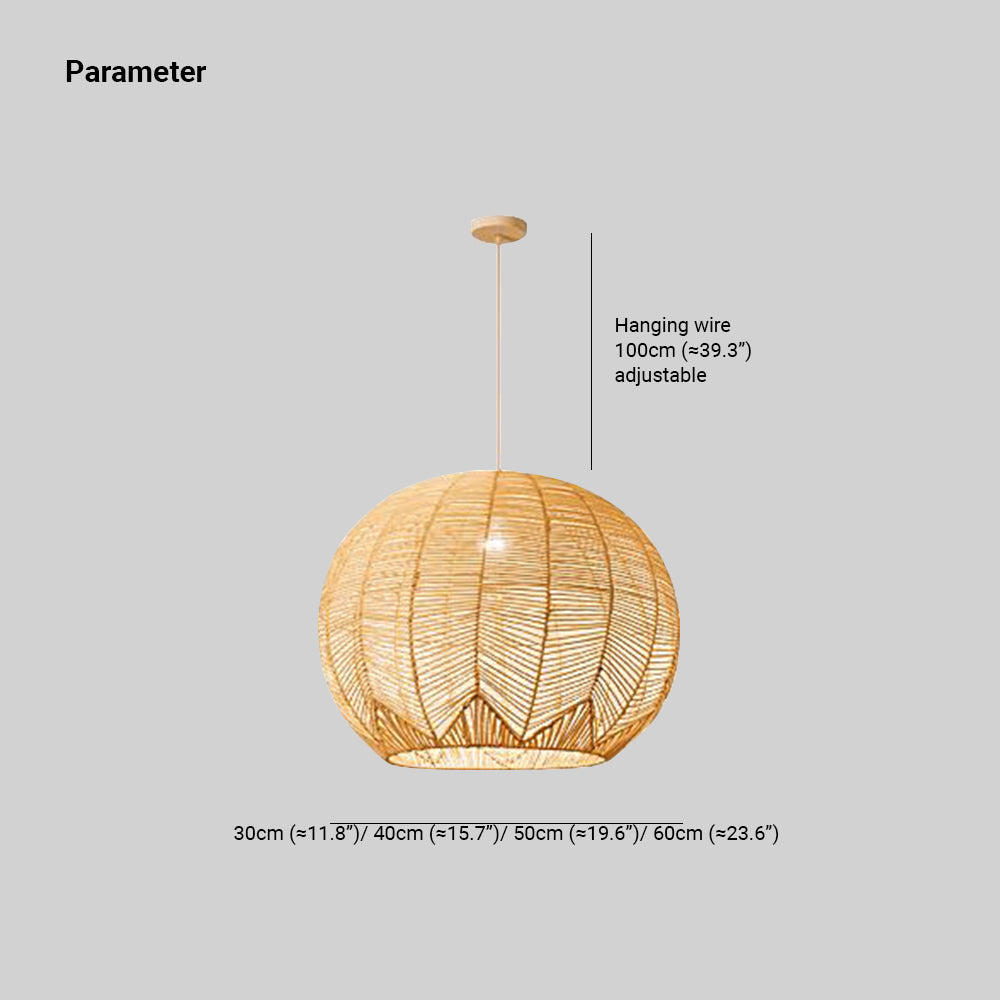 Ritta Luminaires Suspensions Grande Ballon Vintage Métal/Rotin Bois Bureau/Salon