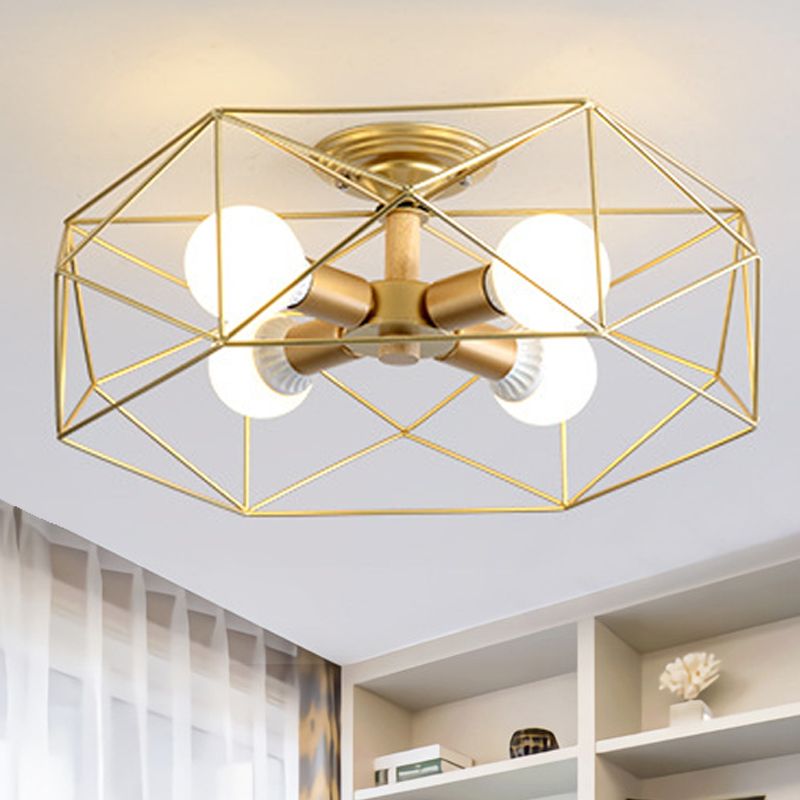 Arisha Moderne LED Plafonnier Doré/Blanc Métal Salon Chambre à coucher