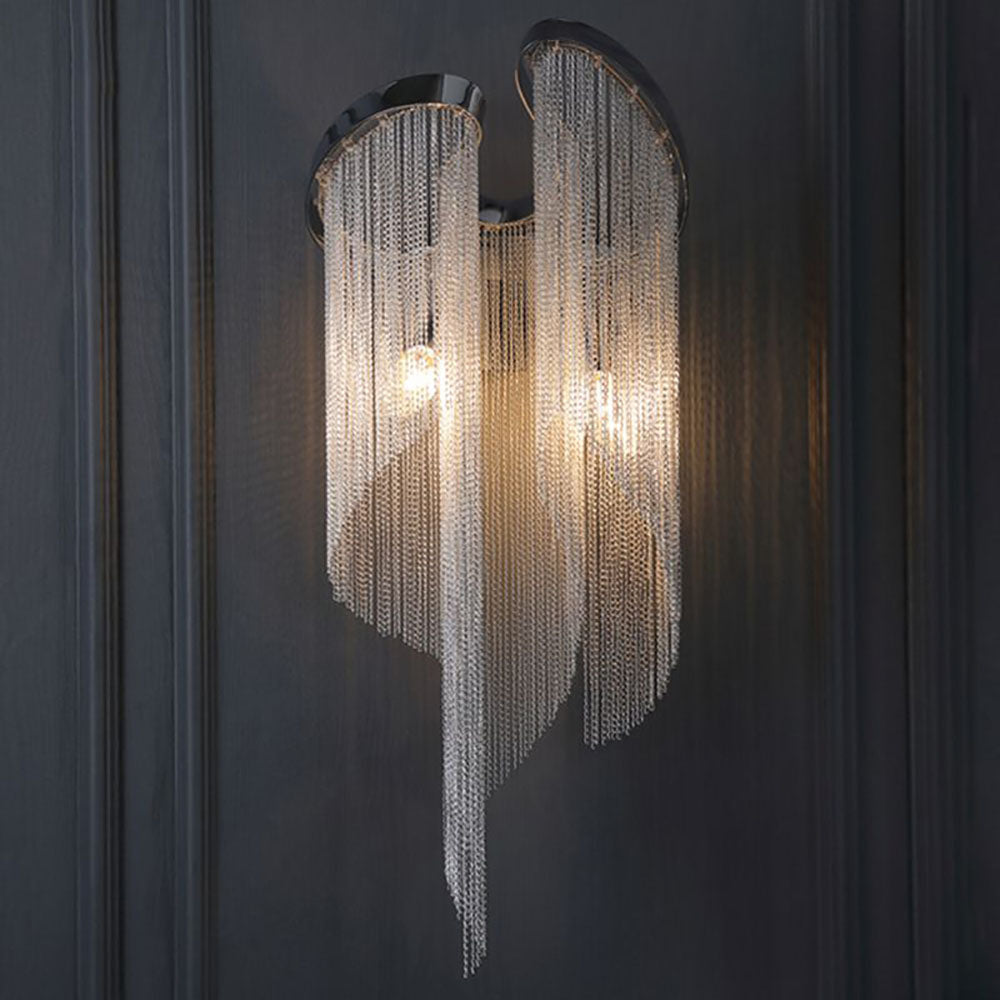 Arisha Applique murale des Chaines à Frange Moderne Métal Argent Chambre à Coucher/Salon