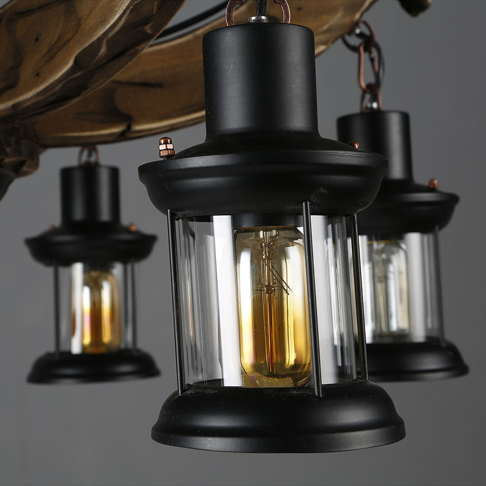 Epoch Lustre Flèche Vintage, Metal/Bois, Marron, Salon
