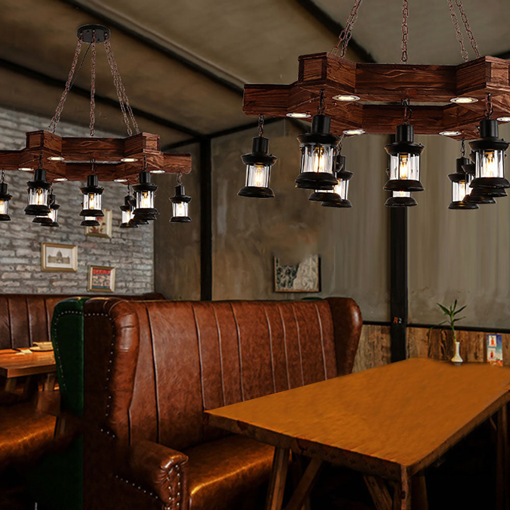Epoch Suspension Polygone Géométrique, Metal/Bois, Marron, Salon
