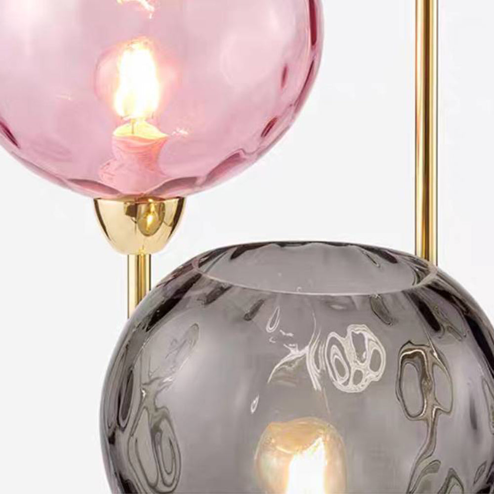 Valentina Lampadaire Boule Moderne, Métal/Verre Mat, Rouge-Gris/Orange-Bleu, Salon