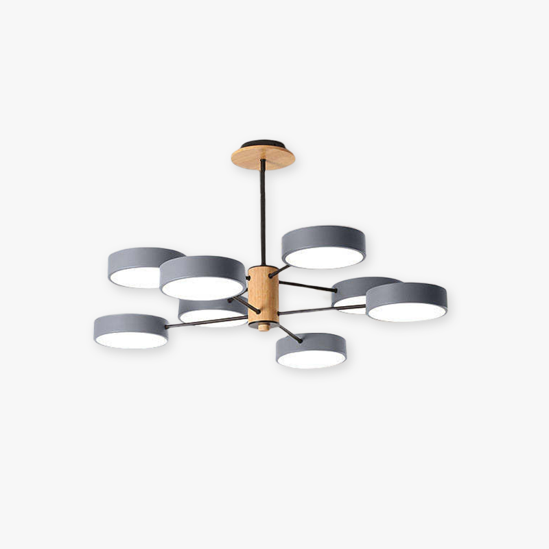 Arisha Plafonnier Cylindre Art Deco, Métal/Bois, Blanc/Vert/Gris, Salon