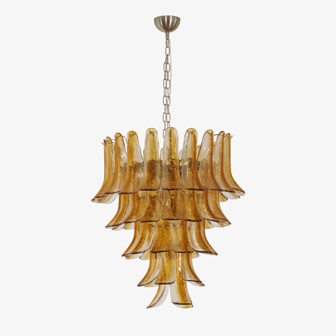 Aurora Chandelier Amber Lily Murano Glass Layered Centerpiece - Letslighting