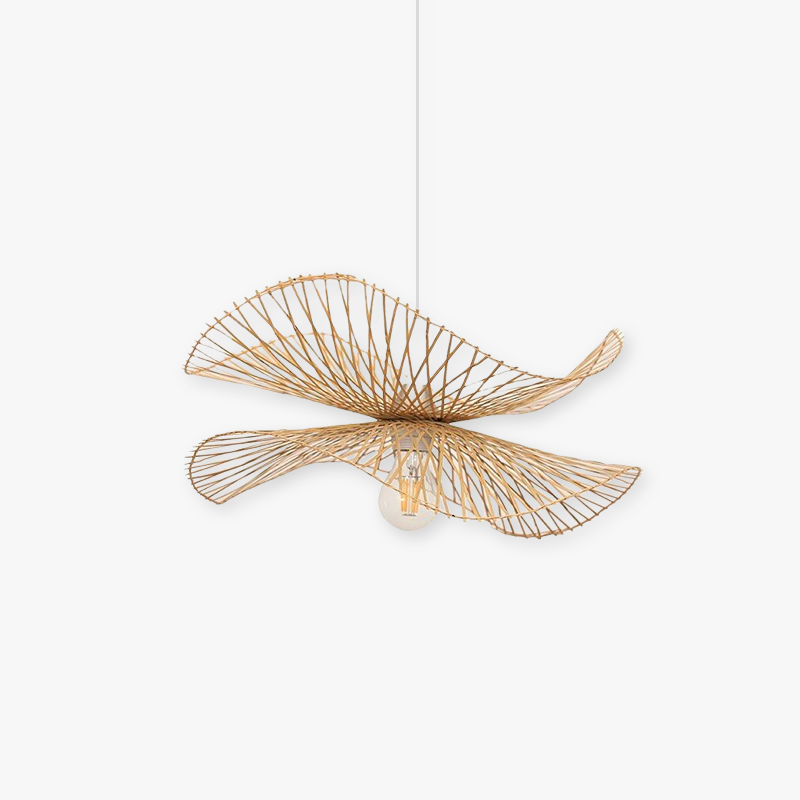 Ritta Suspension Linéaire Vintage, Rotin, Bois, Salon