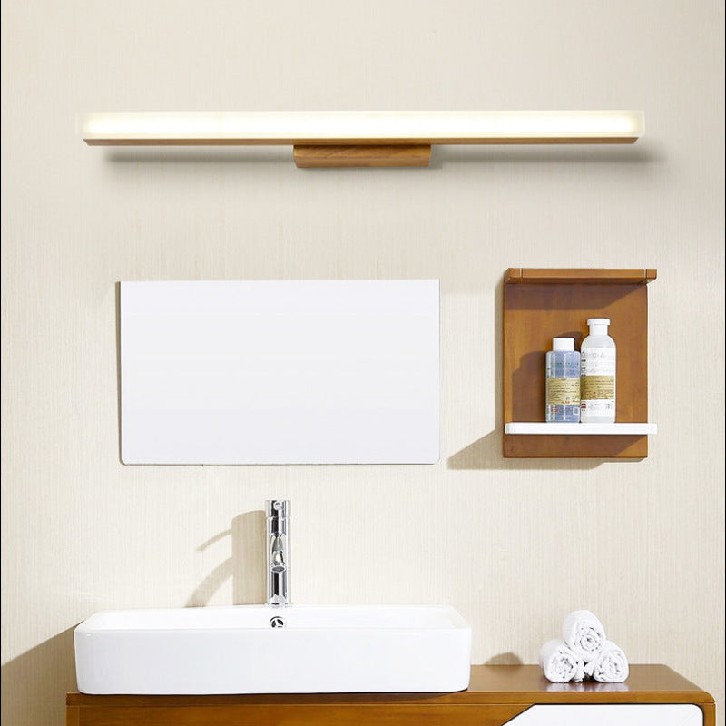 Arisha Applique Murale Miroir Linéaire Minimaliste, Bois, Noyer, Salon