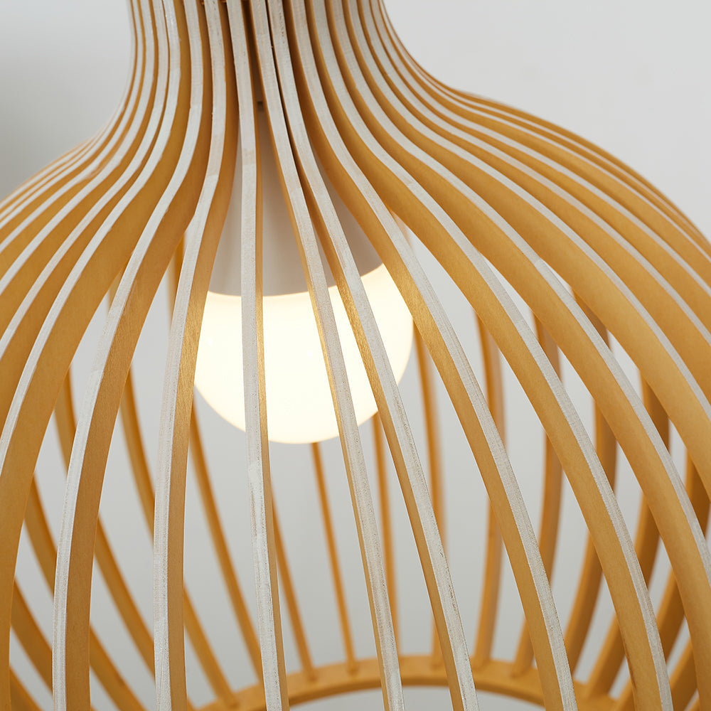 Muto Suspension Design en Bois Sculpté Naturel Salle à Manger