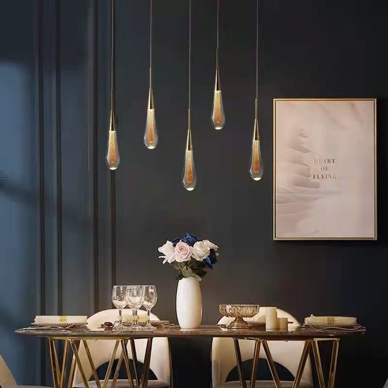 Kristy Suspension Goutte Design Doré Salon