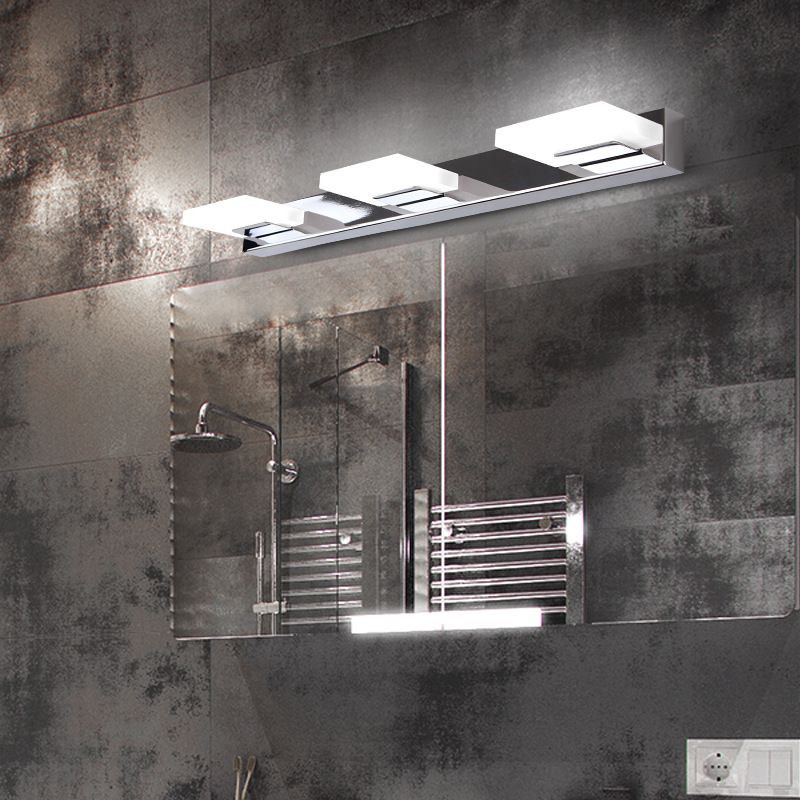 Arisha Design LED Applique Murale Miroir Carré Moderne Métal/Acrylique Argent Salle de Bain