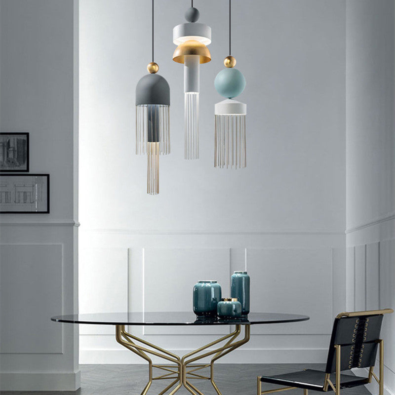 Valentina Suspension Irrégulière Géométrique, Metal, Bleu/Gris, Salon