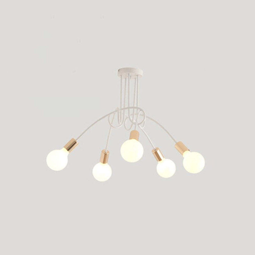 Valentina Lustre Linéaire/Bulle Moderne, Métal, Noir/Blanc/Or, Salon