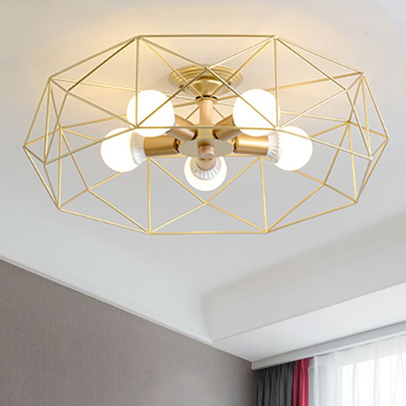 Arisha Moderne LED Plafonnier Doré/Blanc Métal Salon Chambre à coucher