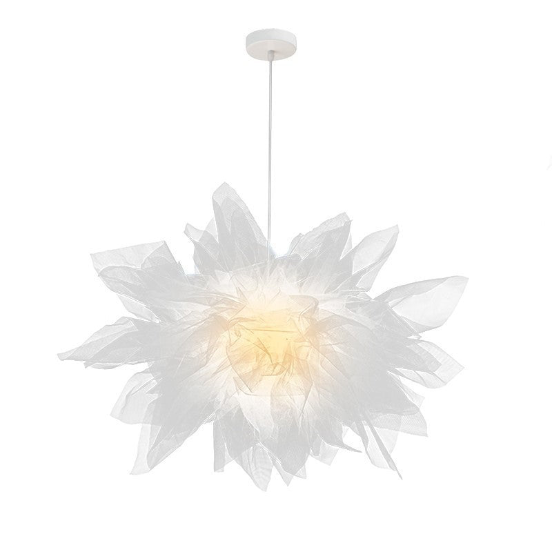 Arisha  Suspension Moderne en Forme de Fleur, Tissu, Blanc, Salon/Chambre à Coucher