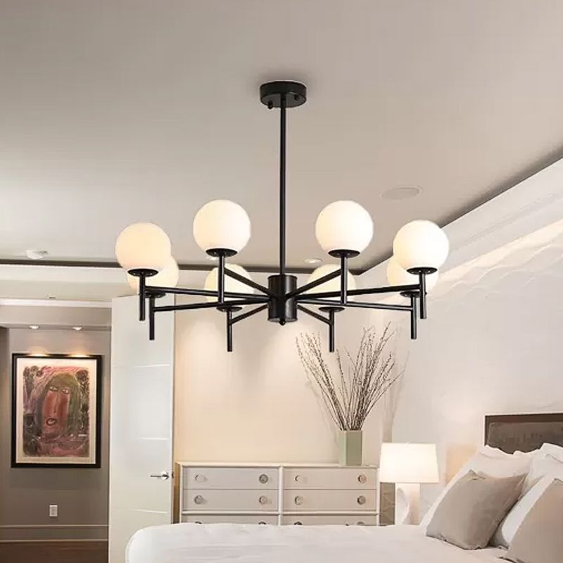 Valentina Bulle Moderne LED Lustre Noir/Doré Métal/Verre  Chambre à Coucher