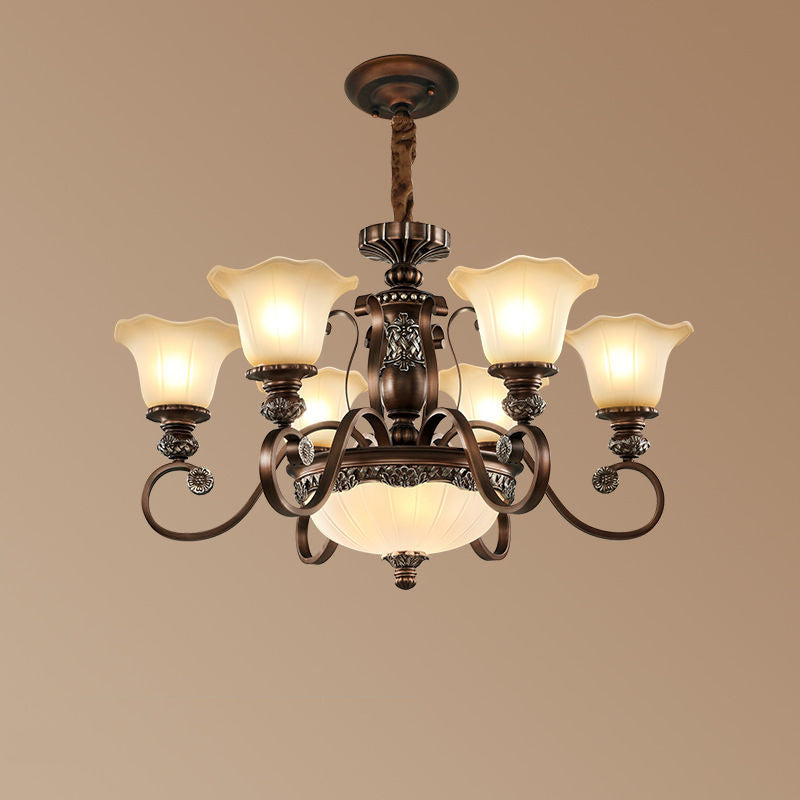Arisha Rétro Fleur Suspension Métal Verre Salon Chambre à Coucher