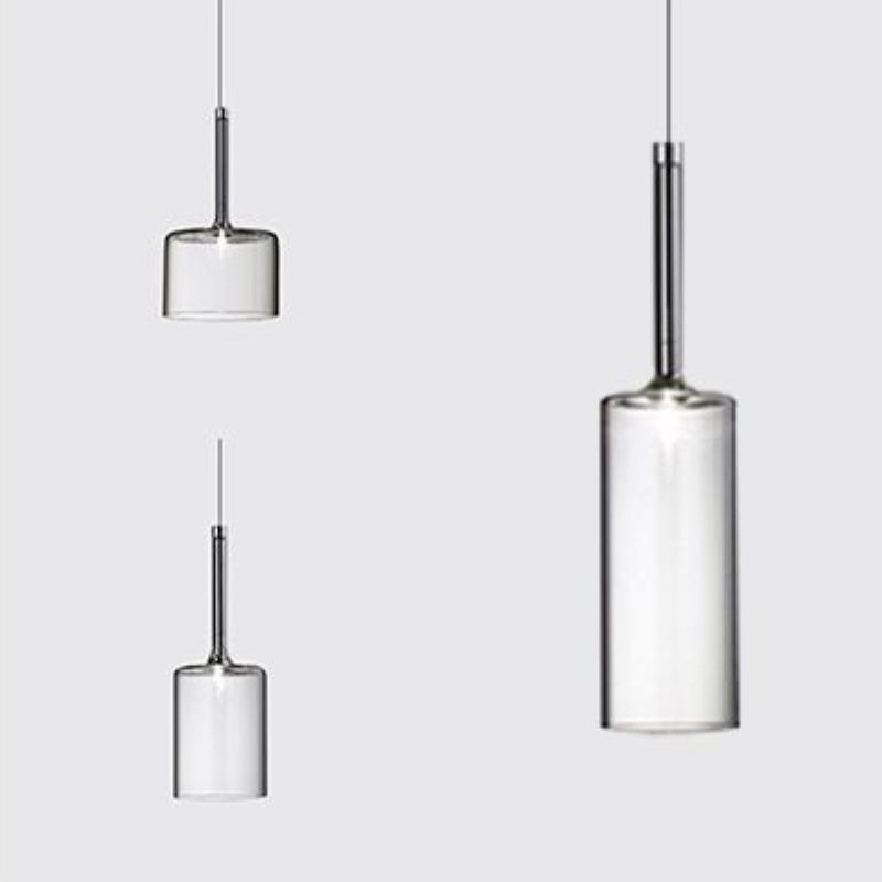 Valentina Lustre Suspension Moderne Minimaliste Verre Clair/Gris Bar