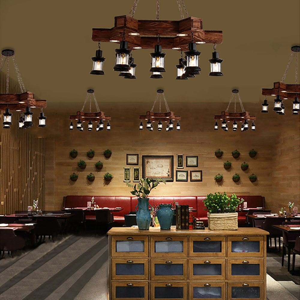 Epoch Suspension Polygone Géométrique, Metal/Bois, Marron, Salon