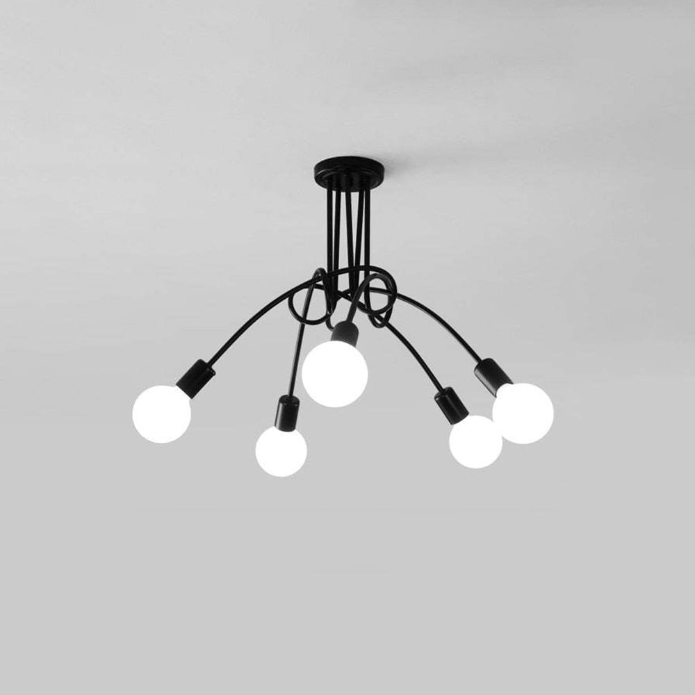 Valentina Lustre Linéaire/Bulle Moderne, Métal, Noir/Blanc/Or, Salon