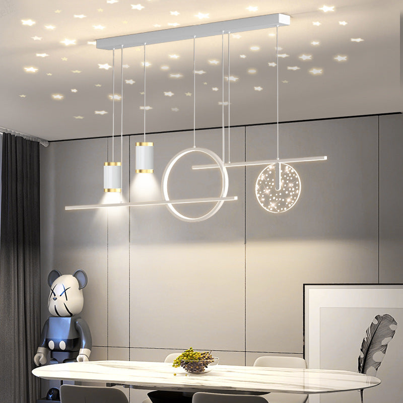 Arisha Luminaires Suspension Etoilé Moderne, Métal, Noir/Blanc/Or, Salon