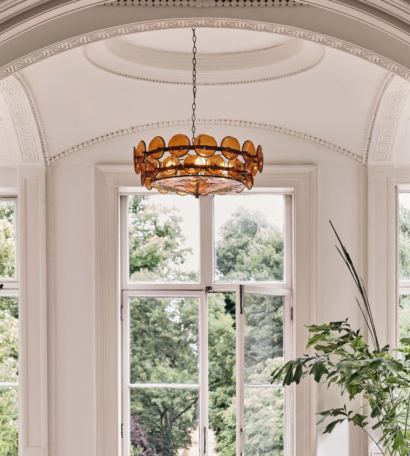 Aurora Chandelier Murano Glass Disc Vintage - Blowlighting