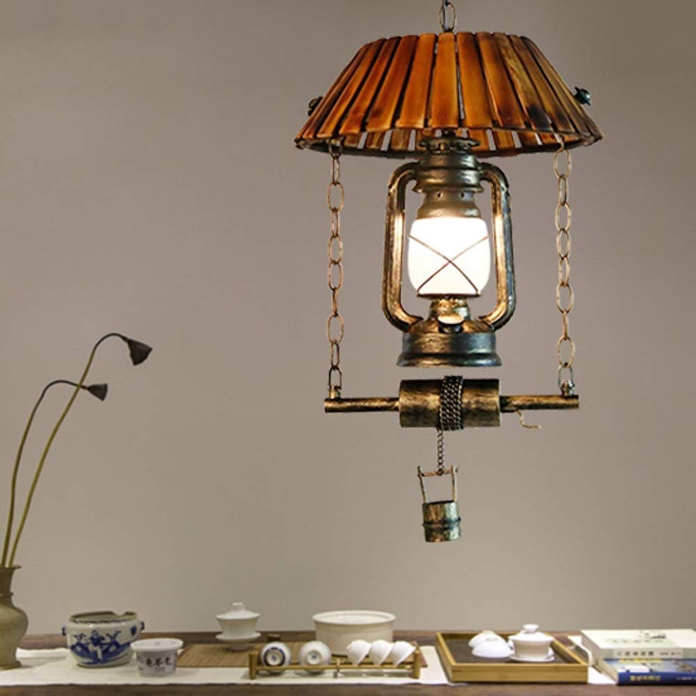 Silva Vintage LED Suspension Design Bambou Chambre À Coucher