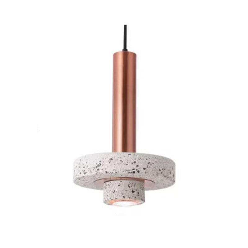 Arisha Suspension Cylindre Moderne, Métal/Pierre, Rose/Gris/Blanc/Bleu, Salle à Manger