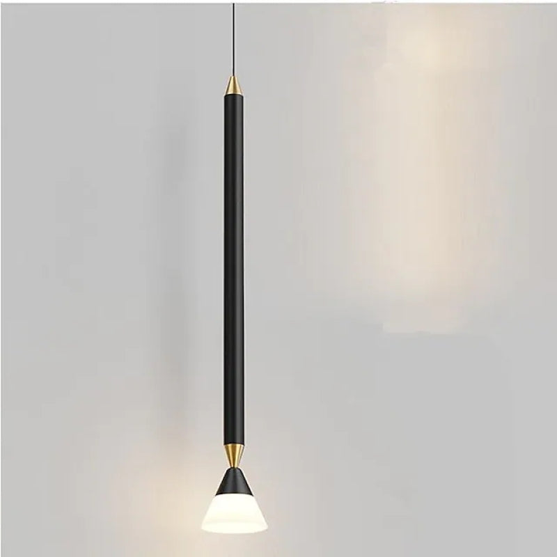 Arisha Suspension Cylindre Simple, Métal/Verre, Noir/Doré, Salon