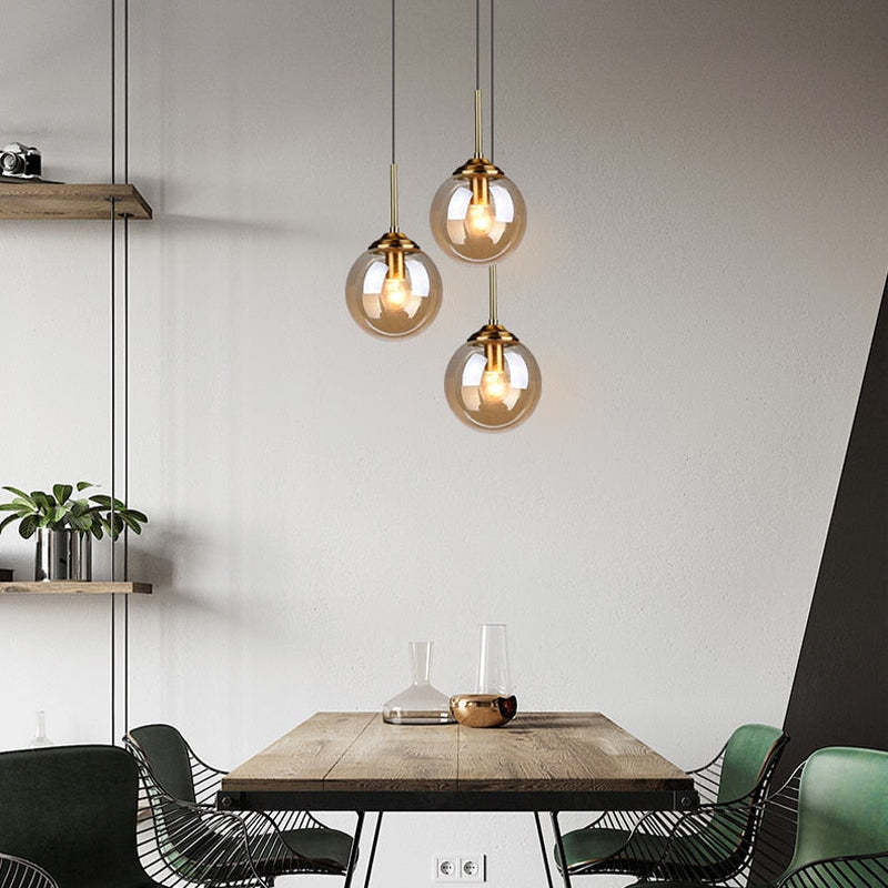 Valentina Luminaires Suspension Verre Transparent Ambre