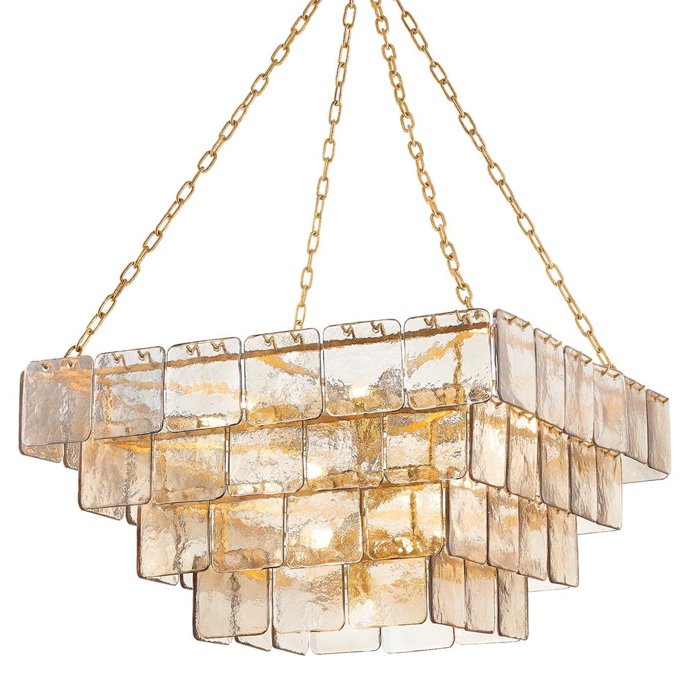 Aurora Chandelier Chain Champagne Piastre Glass Tiered - Letslighting