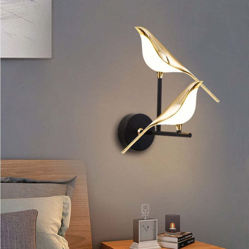 Lampe murale de chevet d'oiseau de pie d'art de style nordique