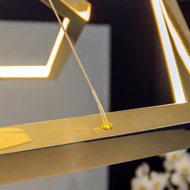 Ray Suspension Géométrique Contemporain, Métal, Doré, Salon/Chambre à Coucher