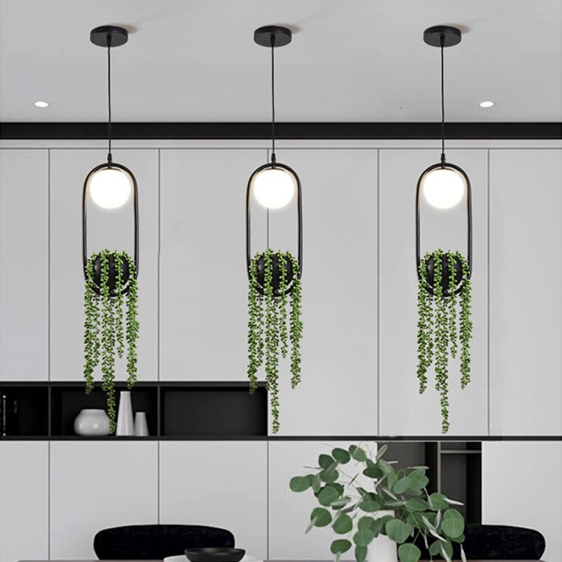 Ritta Suspension Globe Simple, Métal/Acrylique, Noir/Blanc, Chambre à Coucher/Cuisine