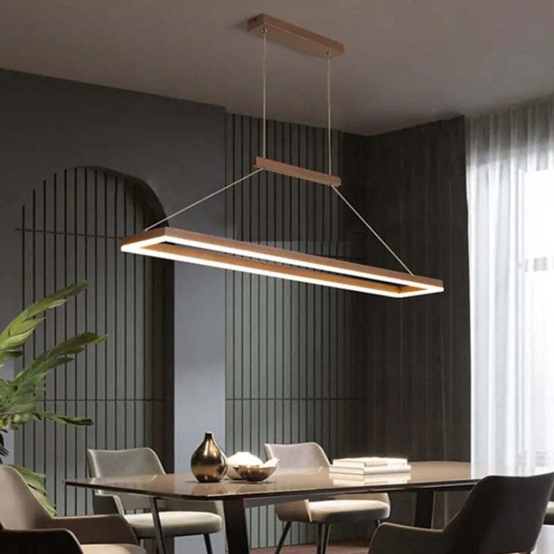 Ray Suspension Rectangulaire Contemporaine, Metal, Café/Or, Chambre
