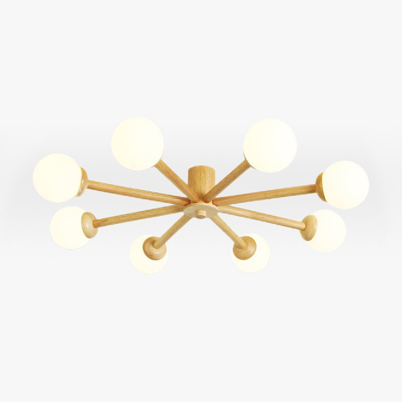 Muto Plafonnier Boule Moderne, Bois/Verre, Bois, Salon