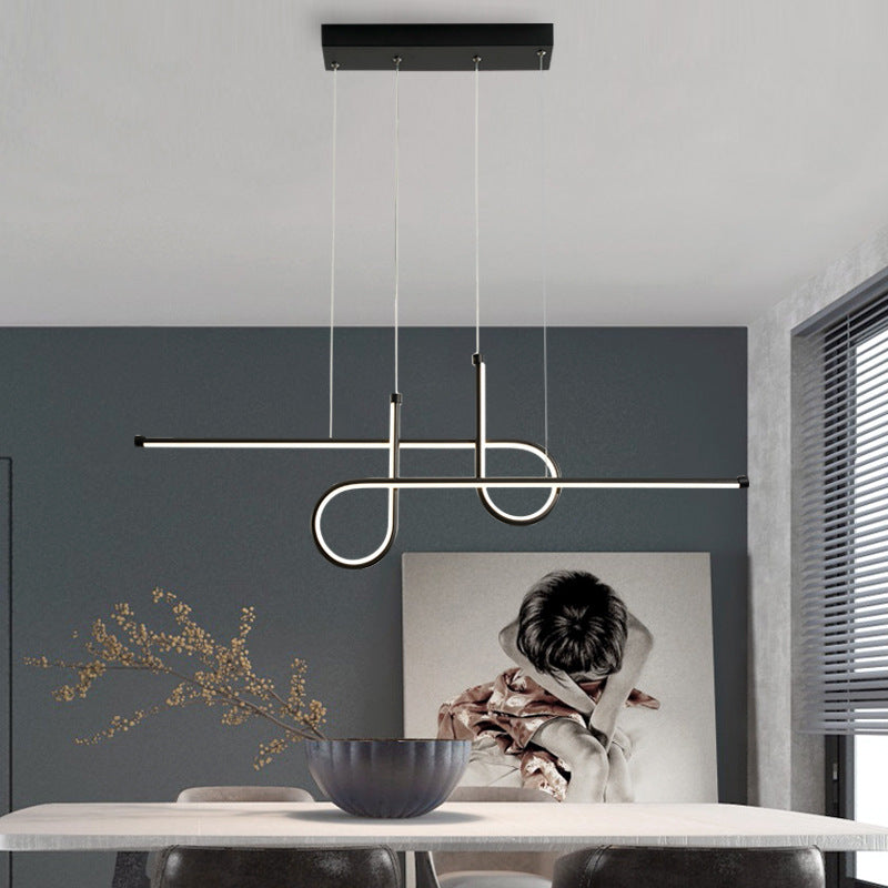 Arisha Suspension Linéaire Moderne, Métal, Noir/Or, Salle à Manger