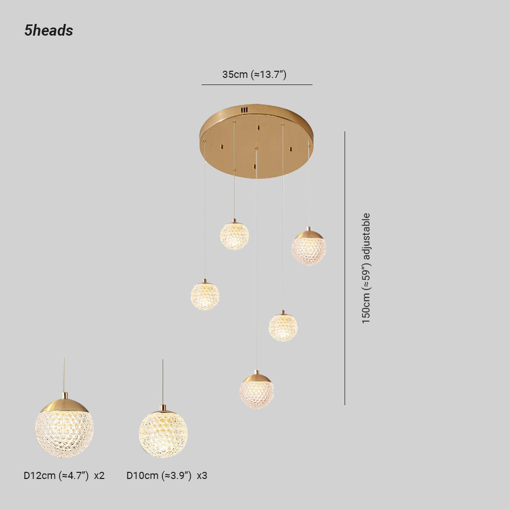 Arisha Luminaires Suspensions Multi/Bulle Moderne Métal/Acrylique Doré Chambre à Coucher