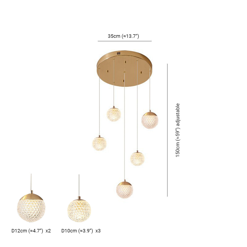 Arisha Luminaires Suspensions Multi/Bulle Moderne Métal/Acrylique Doré Chambre à Coucher
